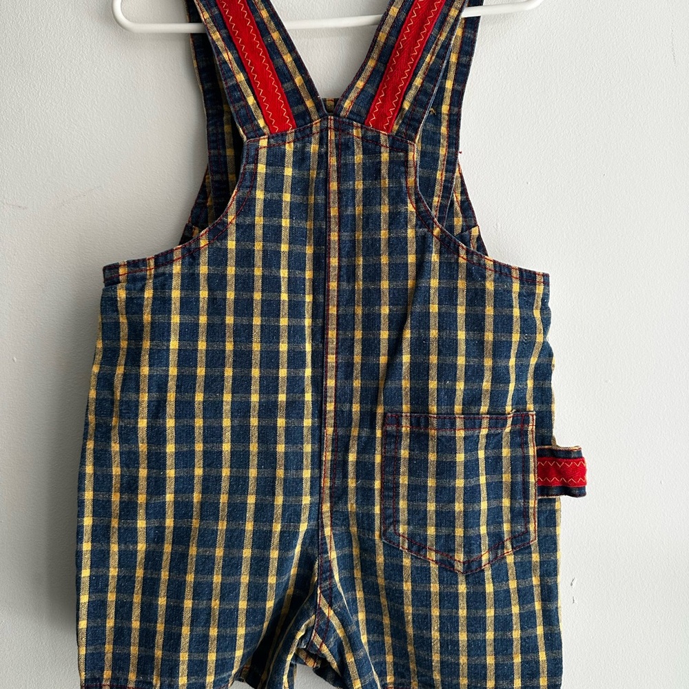 Vintage Sesame Street Plaid patch kids shortalls - Picture 4 of 5